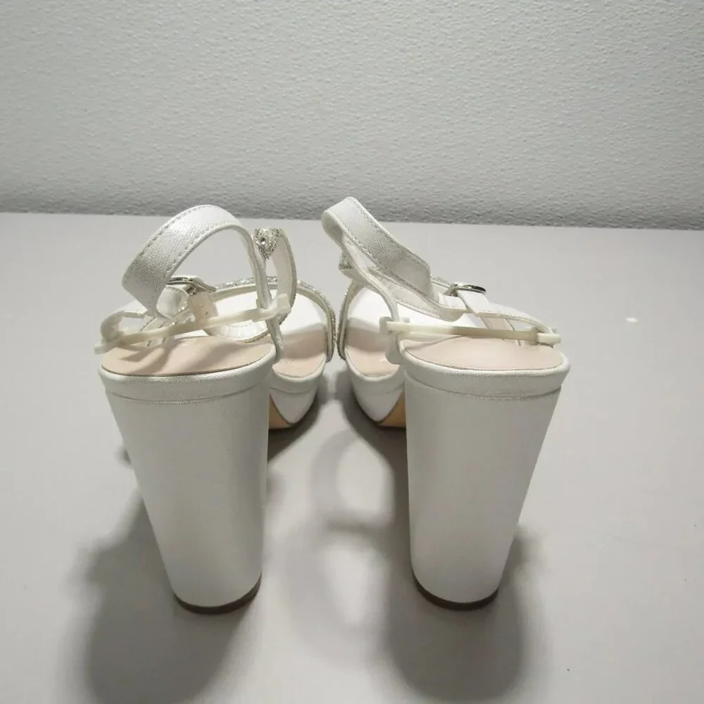 NEW GALINA Signature Peace Satin and Crystal Platform Heels Women's Size 9